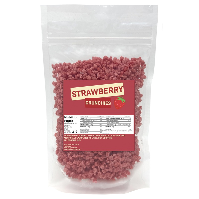 Strawberry Crunchies Crunch Toppings Ice Cream, Froyo, Cupcakes, Frappe And Dessert Toppings 7 Ounce