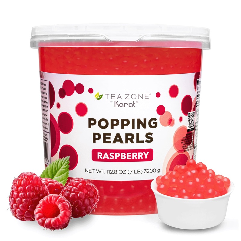 Tea Zone B2063 Raspberry Popping Pearls For Boba Tea Beverages, Sweets, Ice Cream Topping (7 Lbs)