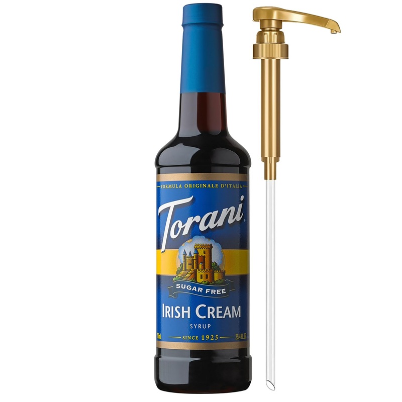 Torani Sugar Free Coffee Syrup, Irish Cream Syrup For Drinks, Zero Calorie, Pump Included, 25.4 Fl Oz