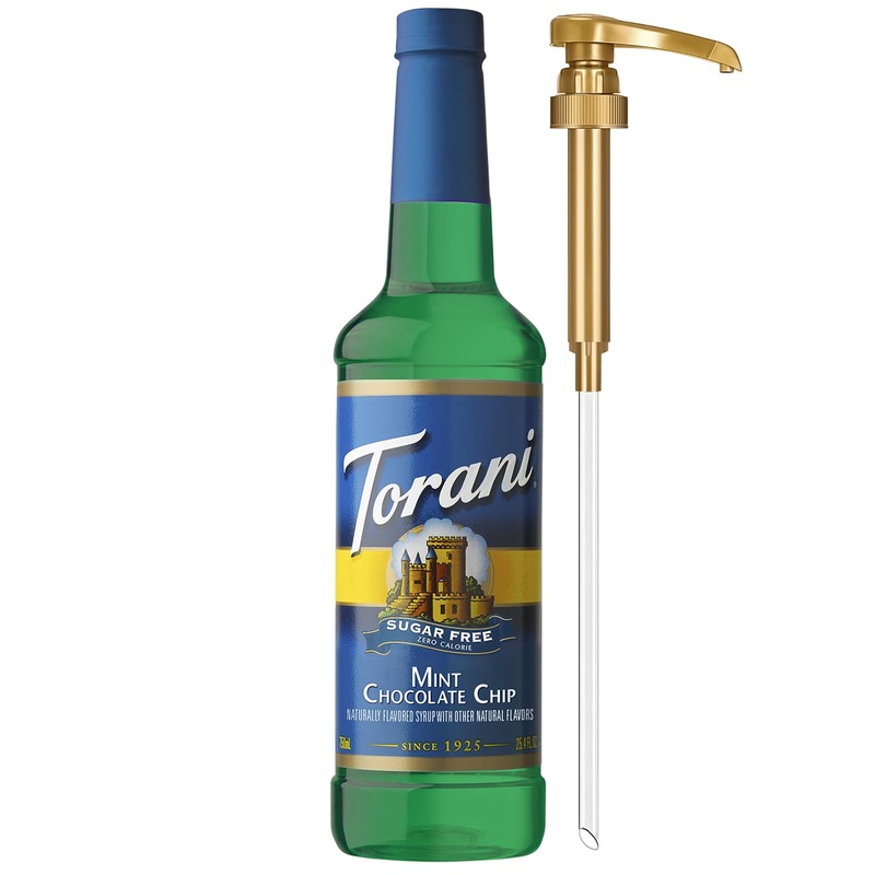 Torani Sugar Free Coffee Syrup, Mint Chocolate Chip Flavoring For Drinks, Zero Calorie, Pump Included, 25.4 Fl Oz