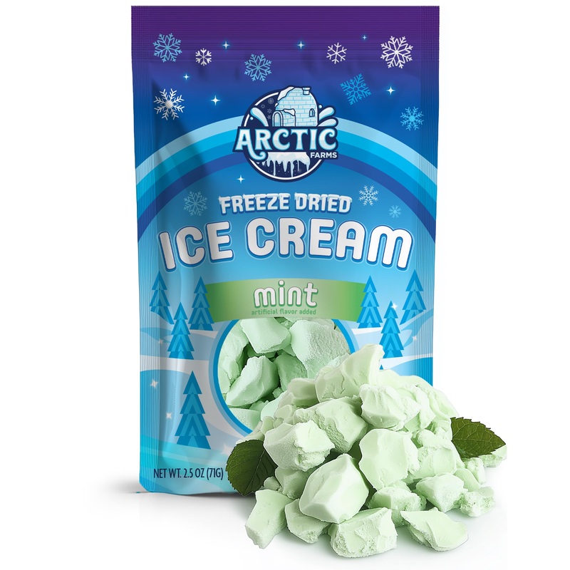 Arctic Farms Freeze Dried Ice Cream Bits Bagged And Boxed – Does Not Melt (Mint, 2.5Oz)