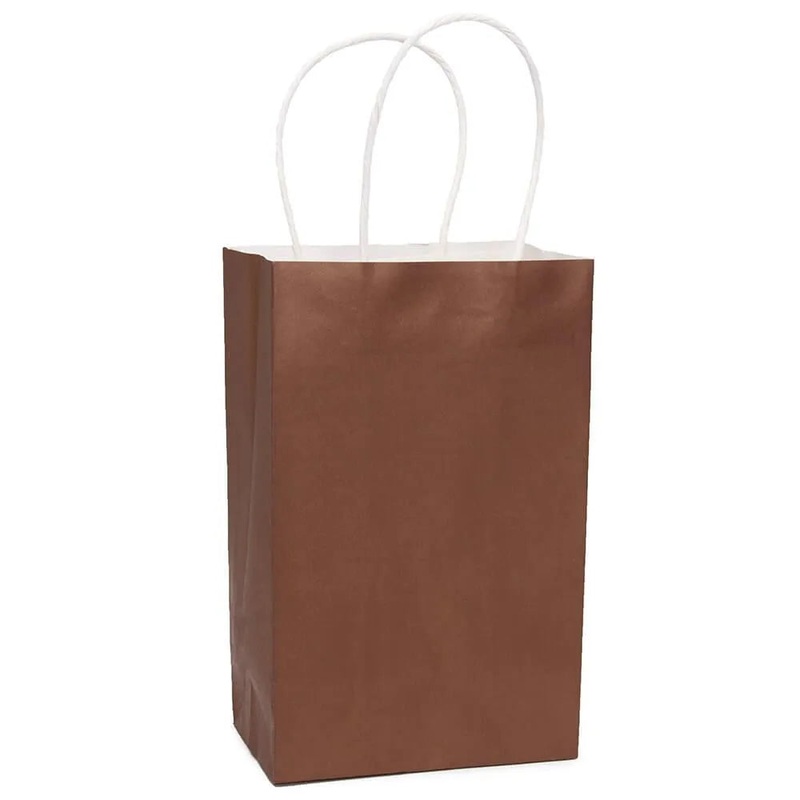 Candy Bags with Handles – Brown: 12-Piece Pack