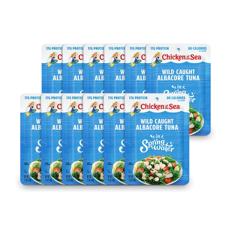 Chicken Of The Sea Albacore Tuna In Water Packet, 2.5 Ounce Packets (Pack Of 12), Wild Caught Tuna, Gluten-Free