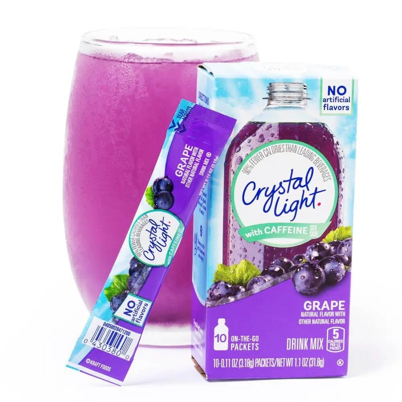 Crystal Light with Caffeine – Grape: 10-Piece Box