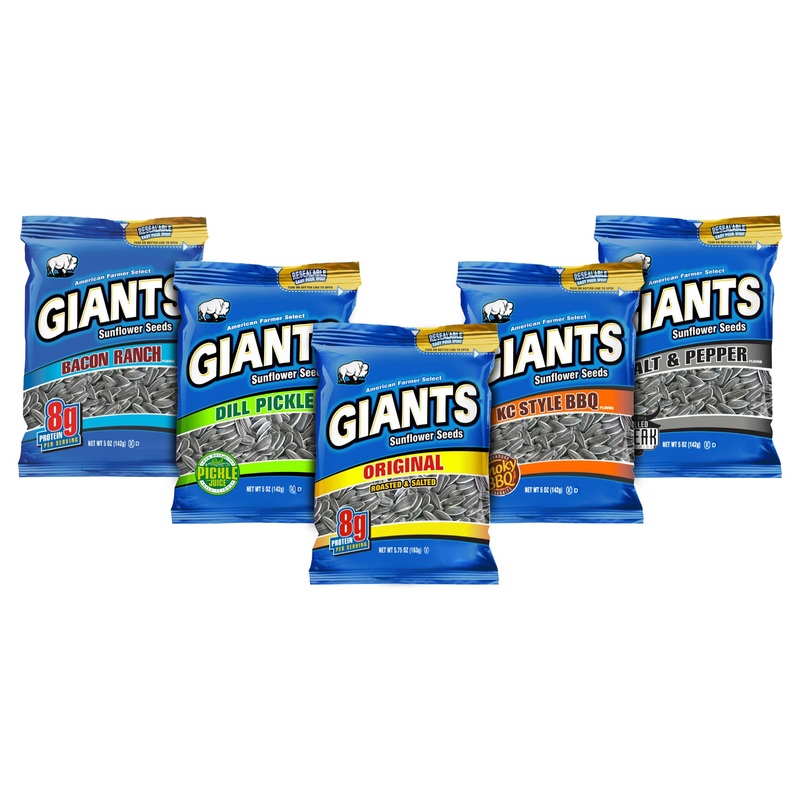 Giants Sunflower Seeds Variety Pack – Flavored Sunflower Seeds To Eat, Sunflower Seeds Bulk, Dill Pickle, Bacon Ranch, Salt & Pe