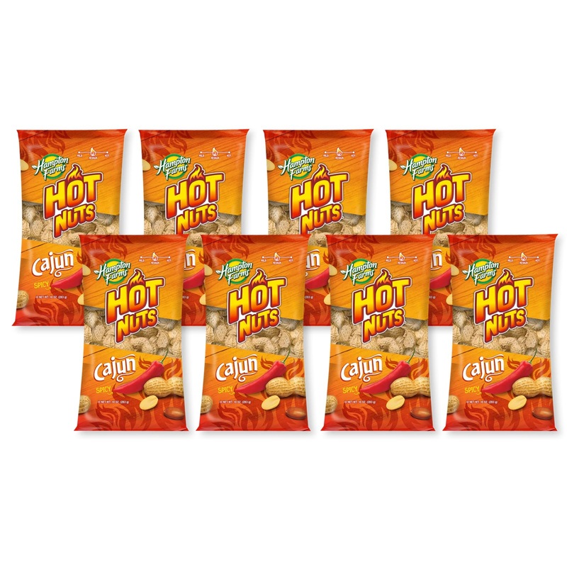 Hampton Farms – Usa Grown All-Natural – Fancy Roasted In-Shell Cajun Peanuts – 10 Oz. Bags – 8 Pack