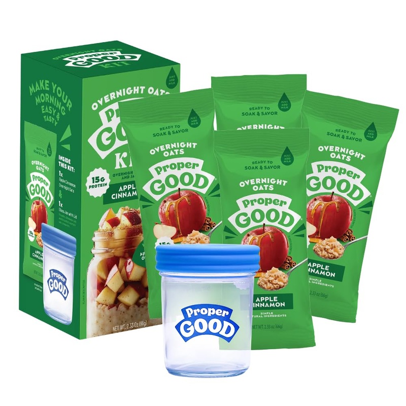 Proper Good Apple Cinnamon Overnight Oats Kit – Delicious Healthy Breakfast With 15G Protein Per Serving – Easy Meals, Natural I