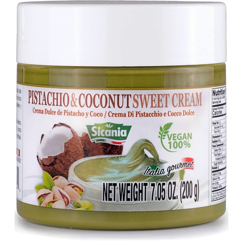 Sicania Pistachio And Coconut Vegan Sweet Cream – 100% Italian Made, Non-Gmo, Dairy-Free, Gluten-Free, Palm Oil-Free, Lactose-Fr