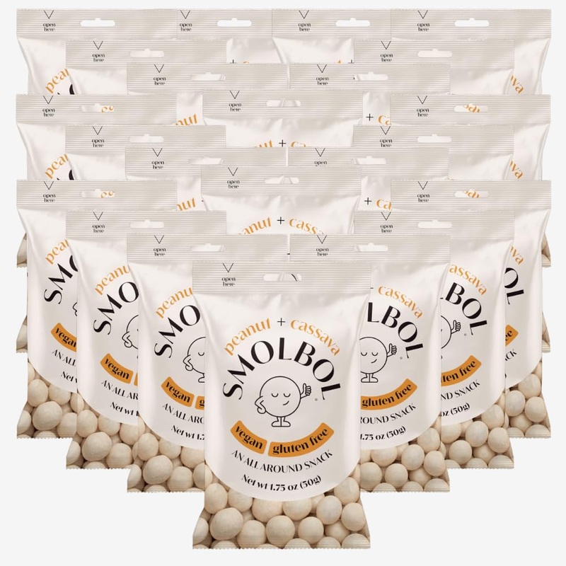 Smolbol Crunchy Peanuts Coated With Cassava | Individual Packs | Lightly Salted | Gluten-Free Snack | Vegan Snack | Ovinhos De A