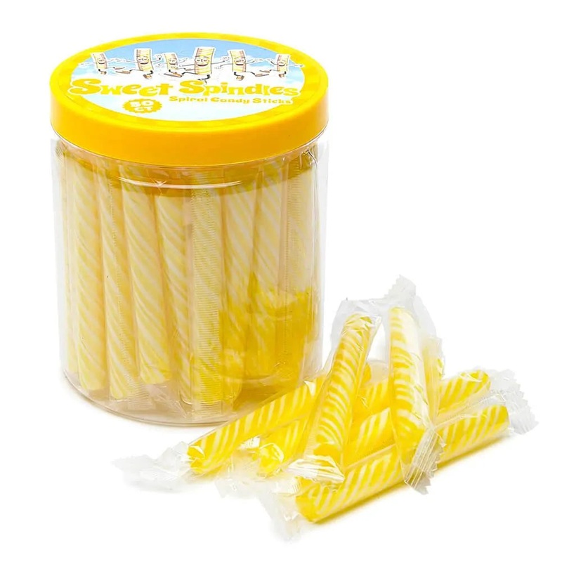 Sweet Spindles Mini Hard Candy Sticks – Banana: 50-Piece Jar