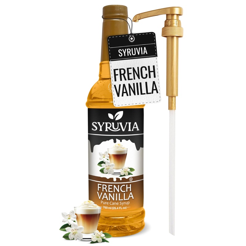 Syruvia French Vanilla Syrup – French Vanilla Coffee Syrup Flavor, 25.4 Fl Oz, Kosher, Gluten Free, Perfect For Coffee, Drinks,