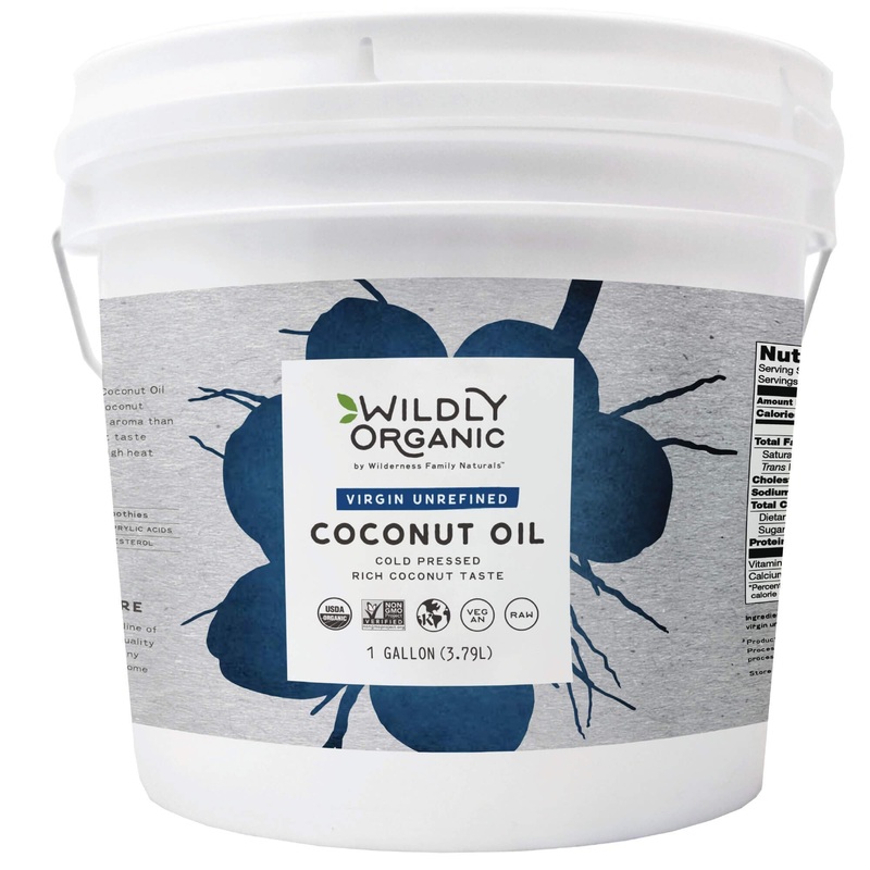 Wildly Organic Virgin Unrefined Cold Pressed Coconut Oil 128 Fl Oz, 1 Gallon – Organic, Unrefined, Raw, Non-Gmo, Vegan, Pet-Safe