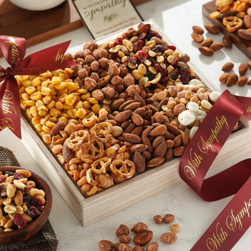 Broadway Basketeers Gourmet Nuts Gift Basket Collection For Sympathy Or Condolence – Mixed Nuts Healthy Gifts For Men, Woman And