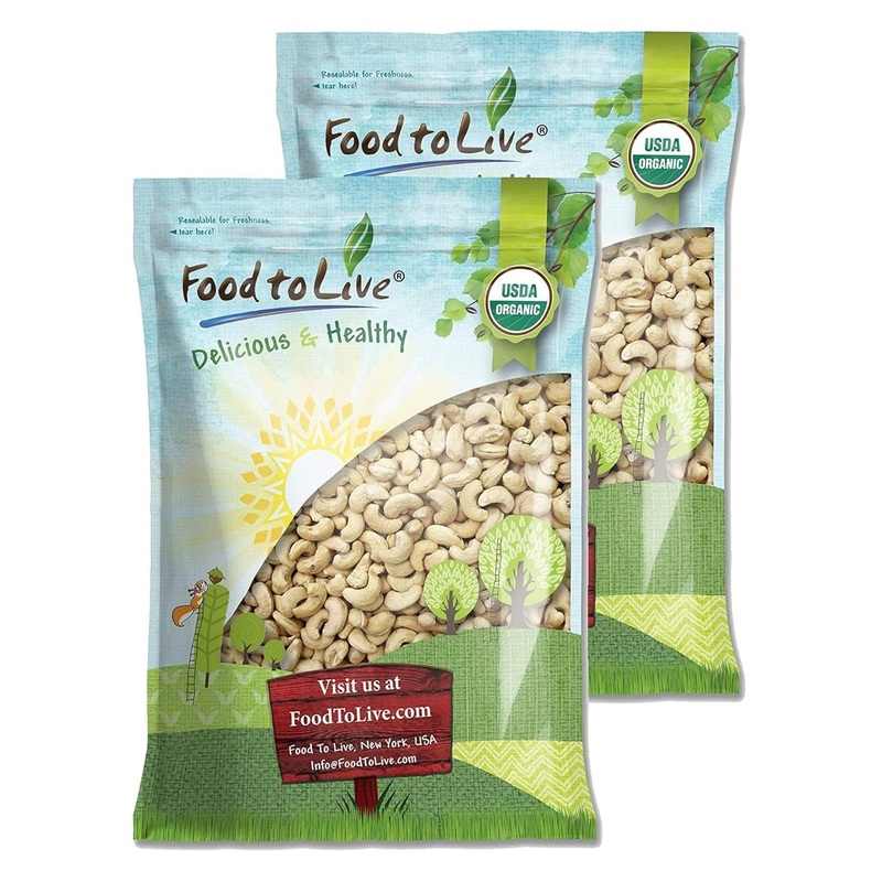 Food To Live Organic Cashews, 18 Pounds – Whole, Size W-240, Unsalted, Non-Gmo, Kosher, Raw, Vegan, Bulk
