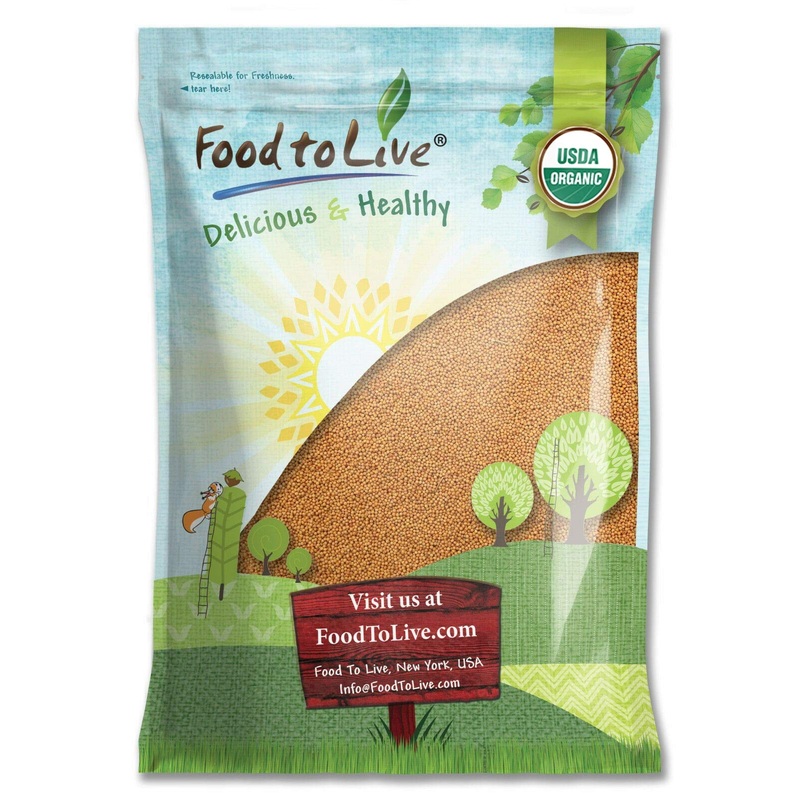 Food To Live Organic Yellow Mustard Seeds, 10 Pounds Non-Gmo, Whole Dried Spice, Vegan, Kosher, Bulk, Pungent Flavor. High In Se