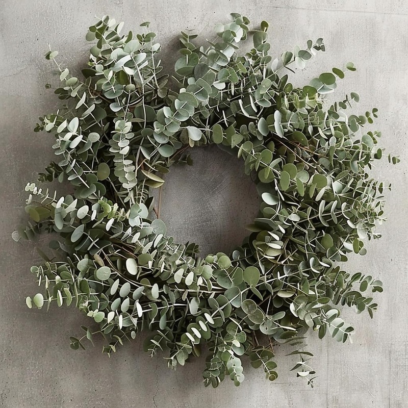 Fresh Eucalyptus Wreath Living Leaves 24” [California] Baby Blue Variety [Shipped Overnight] For Front Door Natural Wreath For