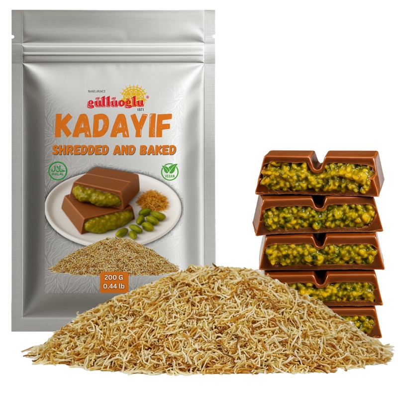 Gulluoglu Baked & Shredded Kataifi – 200 G – 0.44Lb Kadayif Chopped Fillo Dough, Shredded Phyllo, Kadayif Pastry Dough, Knafeh,