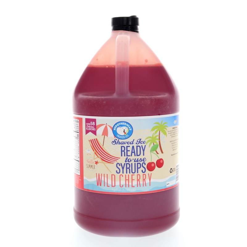 Hypothermias Wild Cherry Ready To Use Gallon (128 Fl. Oz) Hawaiian Snow Cone Flavors Syrup – Shaved Ice, 100% Pure Cane Sugar