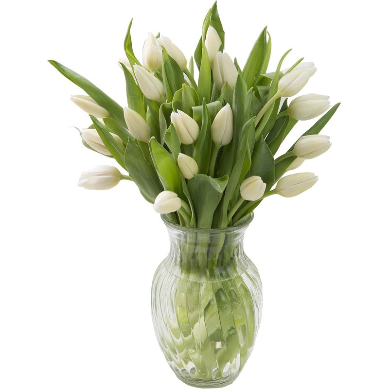 Kabloom Flowers -Valentine’S Day Collection – 20 White Tulips With Vase, Gift For Birthday, Sympathy, Anniversary, Get Well, Tha