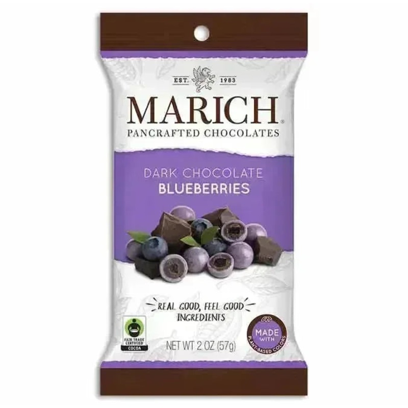 Marich Dark Chocolate Blueberries Peg Bags: 12-Piece Box