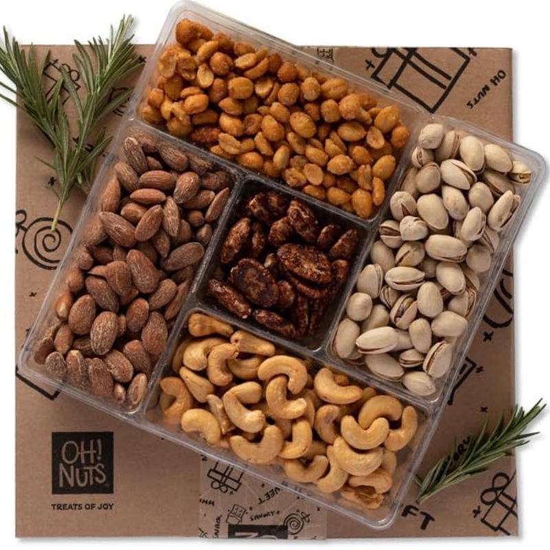 Nuts Gift Basket Variety Roasted Salted Nuts Holiday Gift Basket 5 Section Nuts – By Oh Nuts