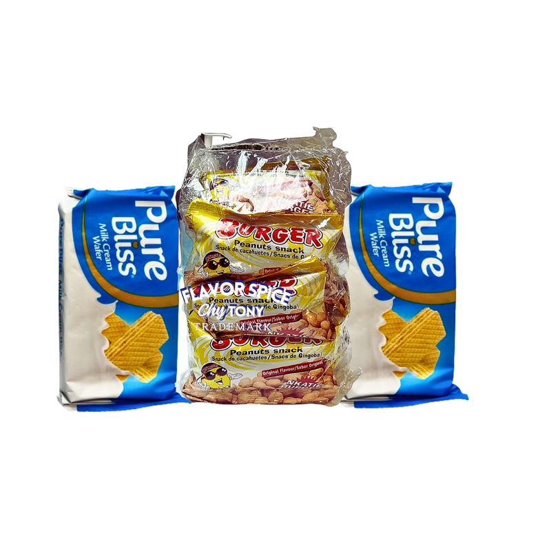 Peanut Burger Snack (Pack Of 12) | With 1 Packs Of Pure Bliss Milk Cream Wafer