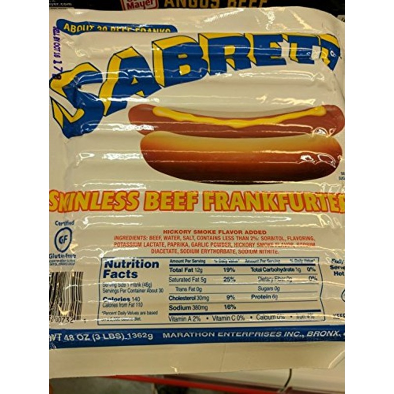 Sabrett Skinless Beef Frankfurters 48 Oz