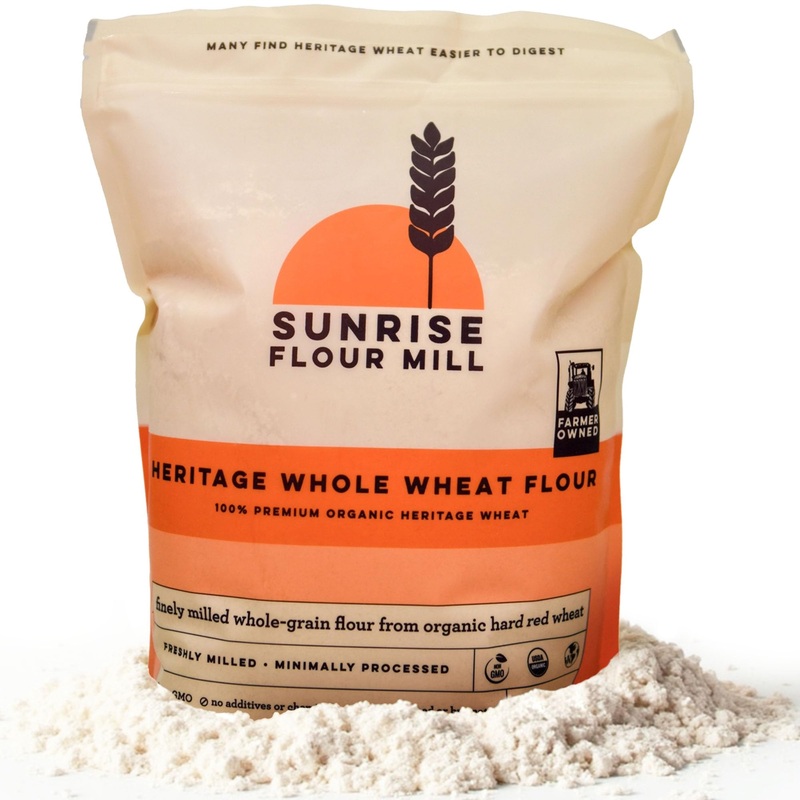 Sunrise Flour Mill Heritage Organic Whole Wheat Flour – 5 Lbs | Milled From Red Hard Wheat Within 10 Days | Easier To Digest Wit