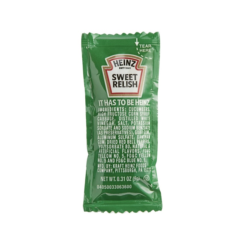 Sweet Relish Kosher Condiment Single Serve Portion Control Packets, 25