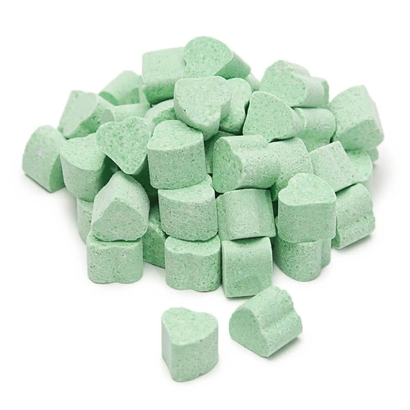 Tiny Sugar Candy Hearts – Green: 1.5LB Jar
