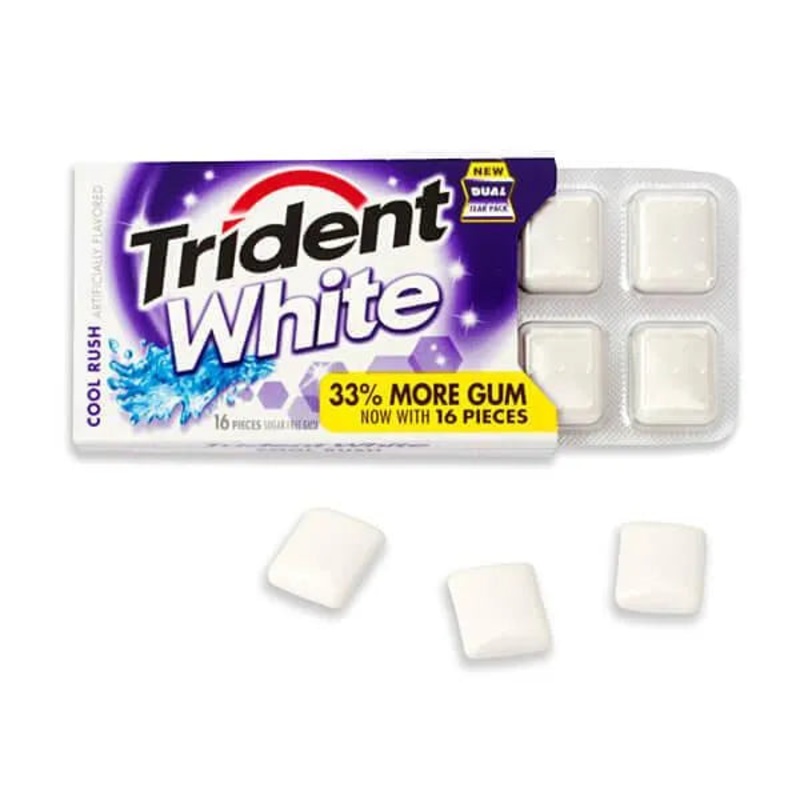 Trident White Cool Rush Sugar Free Gum Packs: 9-Piece Box