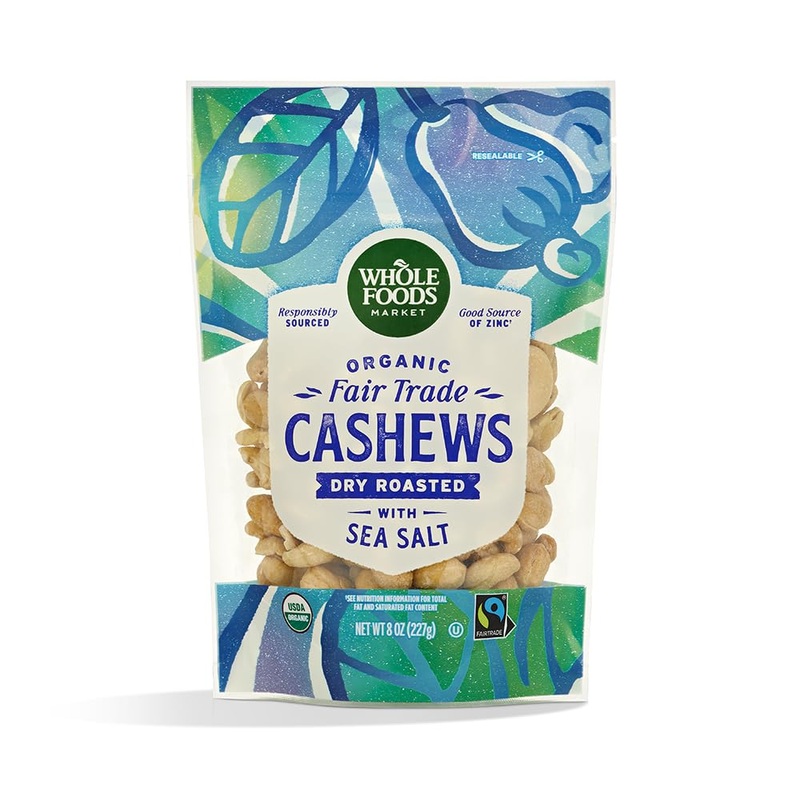 Whole Foods Market Organic Dry Roasted Cashews With Sea Salt, 8 Oz
