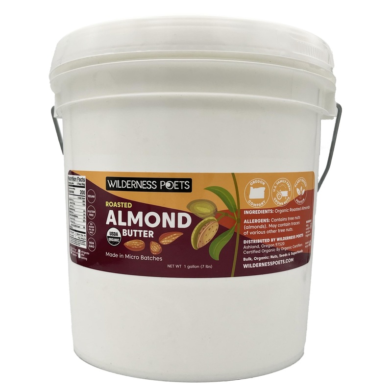 Wilderness Poets, Roasted Almond Butter – Organic, Smooth, Creamy, No Salt, Unsweetened Nut Butter – Bulk Size (7 Pound – 1 Gall