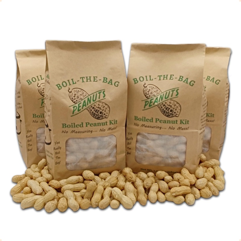 Boiled Peanuts Kit | Contains Premium In Shell Peanuts, Salt, And A Unique Seasoning Blend In A Muslin Cooking Bag | 4 Kits Of B