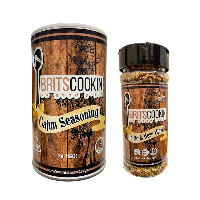 Britscookin – Variety Bundle – 1 Each Of Cajun Seasoning 8 Oz And Garlic And Herb Seasoning 4.5 Oz