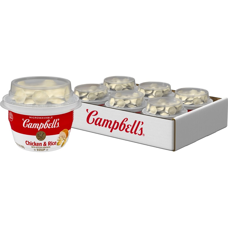 Campbell’S Chicken And Rice Soup With Oyster Crackers, 7.35 Ounce Microwavable Bowl (Case Of 6)
