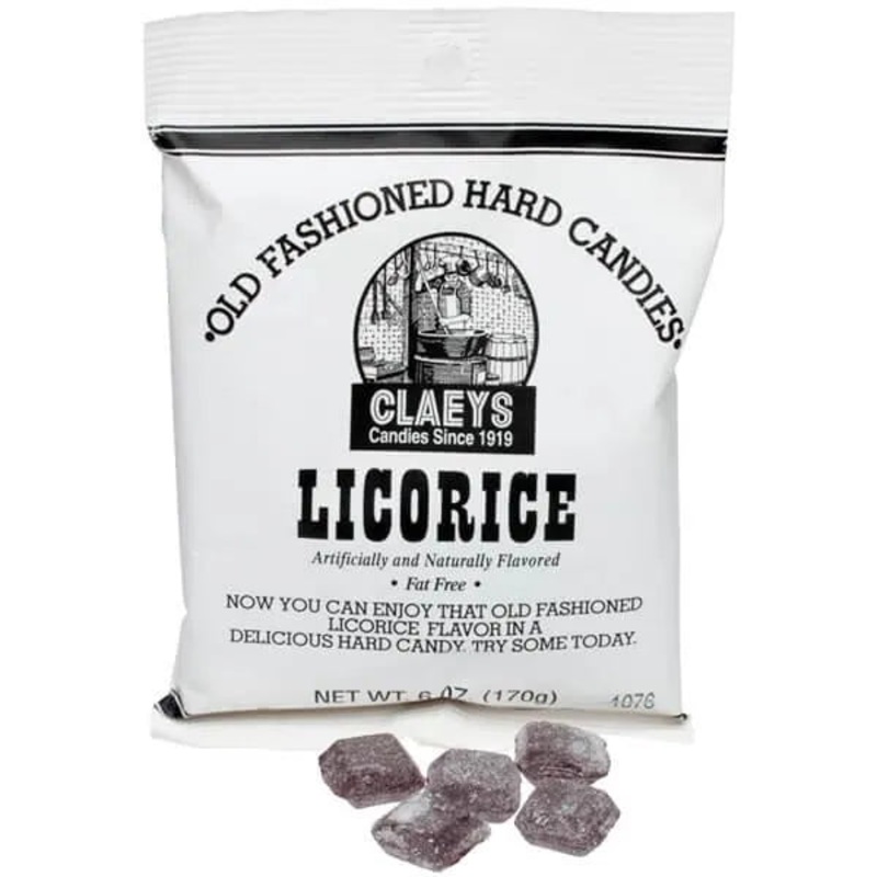 Claeys Hard Candy Drops Bags – Licorice: 12-Piece Box