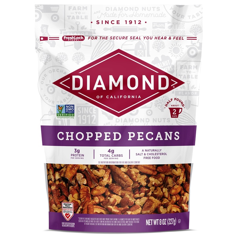 Diamond Of California Chopped Pecans For Baking, Snacking And Salads, 48Oz Total / 8 Oz. Each (6 Pack)