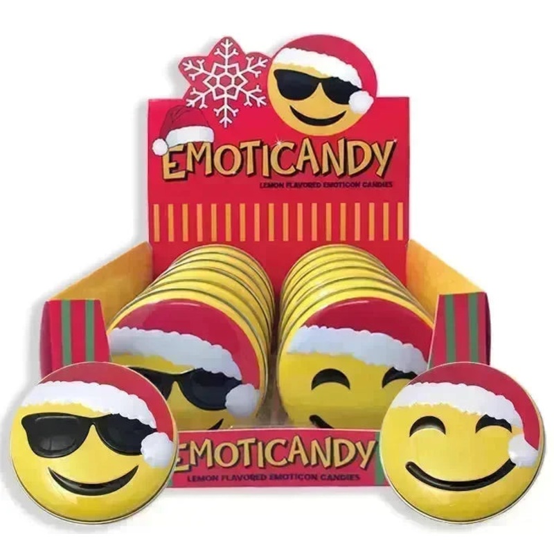 Emoji Christmas Sour Lemon Tins: 12-Piece Display