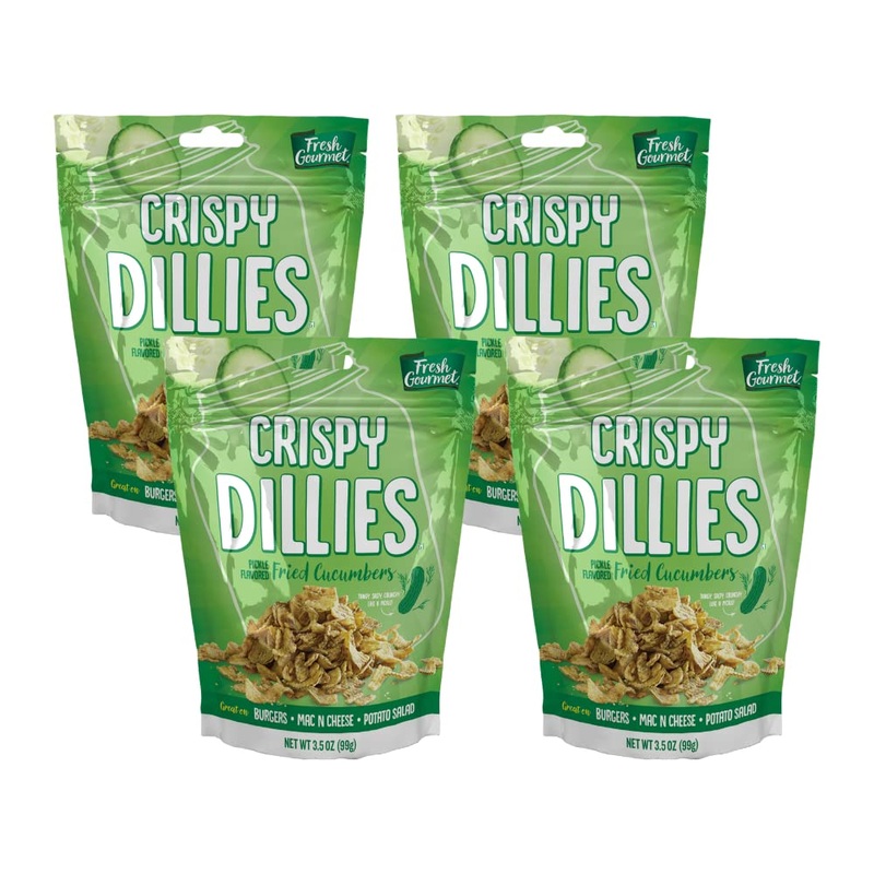 Fresh Gourmet Crispy Dillies, Pickle Flavored Fried Cucumbers 3.5 Ounce (Pack Of 4)