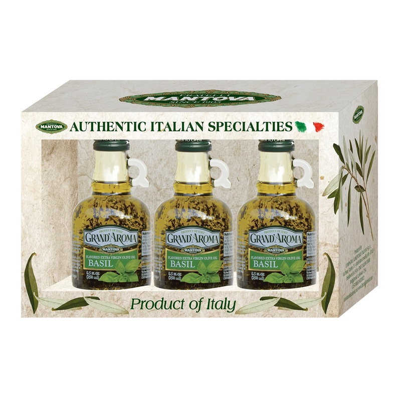 Grand’Aroma Basil Extra Virgin Olive Oil, 8.5 Oz Bottles (Pack Of 3)