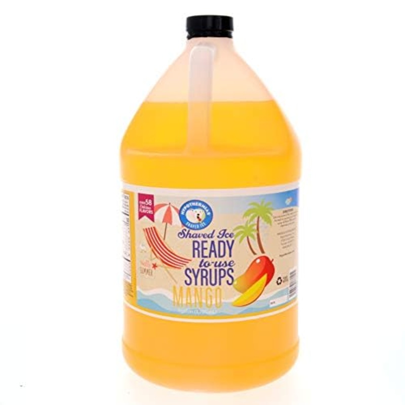 Hypothermias Mango Ready To Use Gallon (128 Fl. Oz) Hawaiian Snow Cone Flavors Syrup – Shaved Ice, 100% Pure Cane Sugar