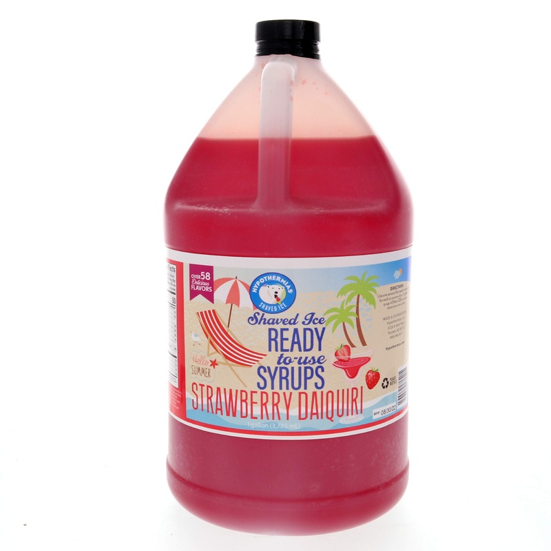 Hypothermias Strawberry Daiquiri Ready To Use Gallon (128 Fl. Oz) Hawaiian Snow Cone Flavors Syrup – Shaved Ice, 100% Pure Cane