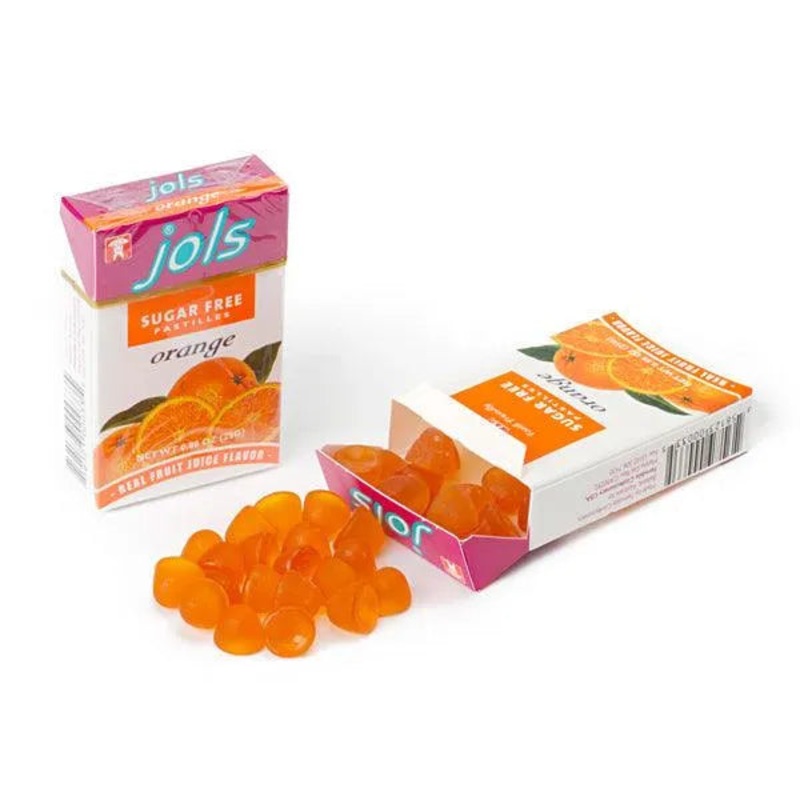 Jols Pastilles Sugar Free Candy Packs – Orange: 12-Piece Box