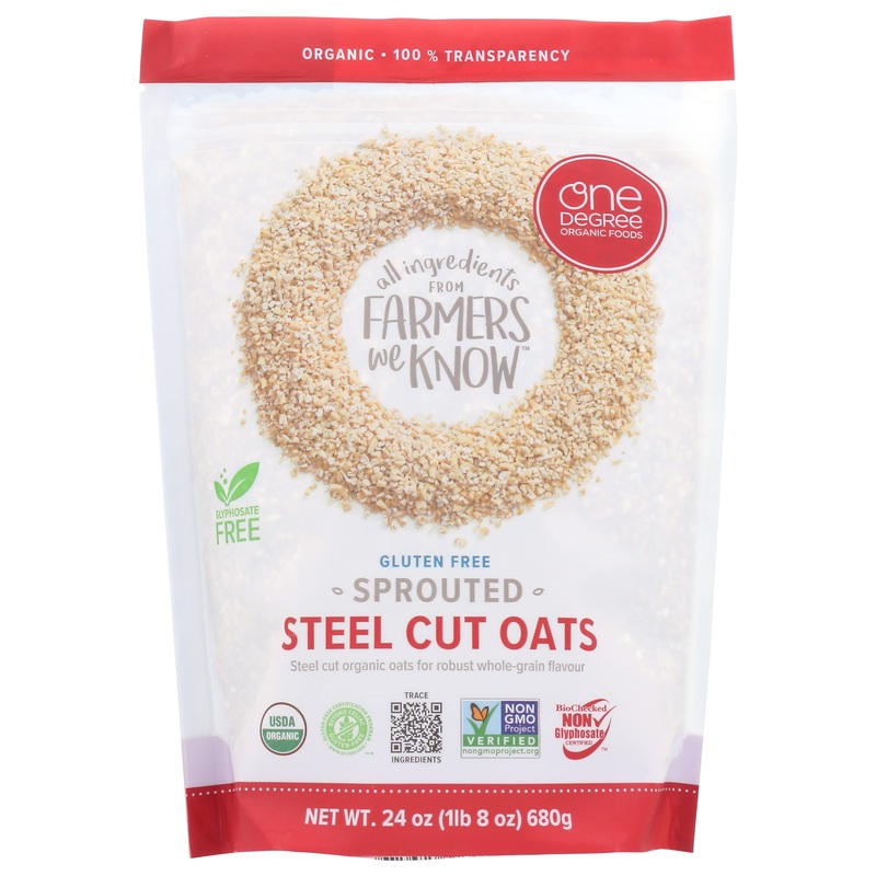 One Degree Organic Foods, Gluten-Free Sprouted Steel Cut Oats, Usda Organic, Non-Gmo Gluten Free Cereal, 24 Oz (Pack Of 4)