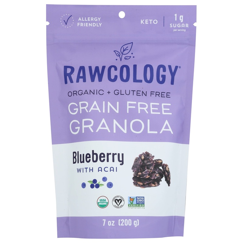 Rawcology Raw Crunch Granola, Blueberry With Acai, Usda Certified Organic, Vegan, Nut Free, Dairy Free, Soy Free, Gluten Free &