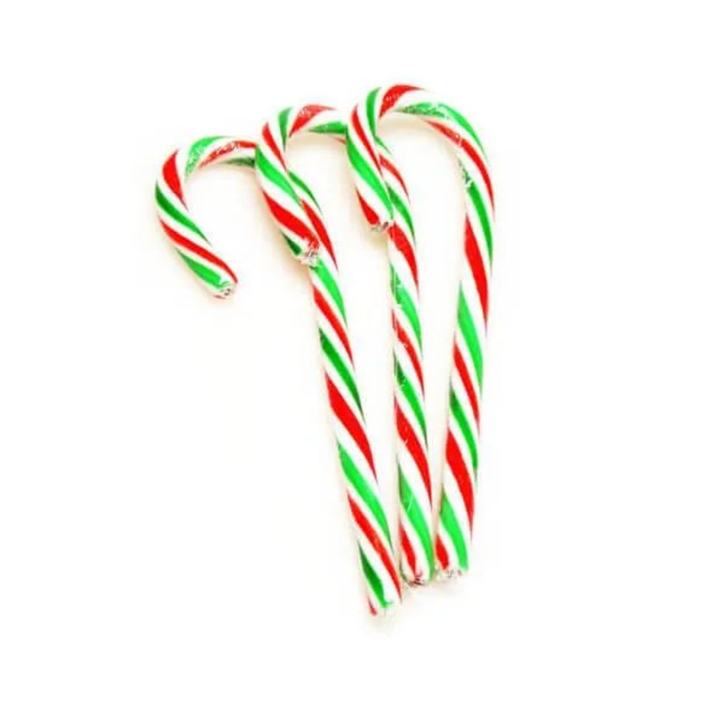 Red – White – Green Peppermint Candy Canes: 18-Piece Box