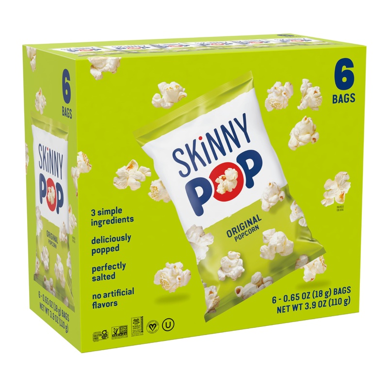 Skinnypop Popcorn, Original, Gluten Free, Non-Gmo, Healthy Snacks, 0.65Oz Individual Size Bags (6 Count)