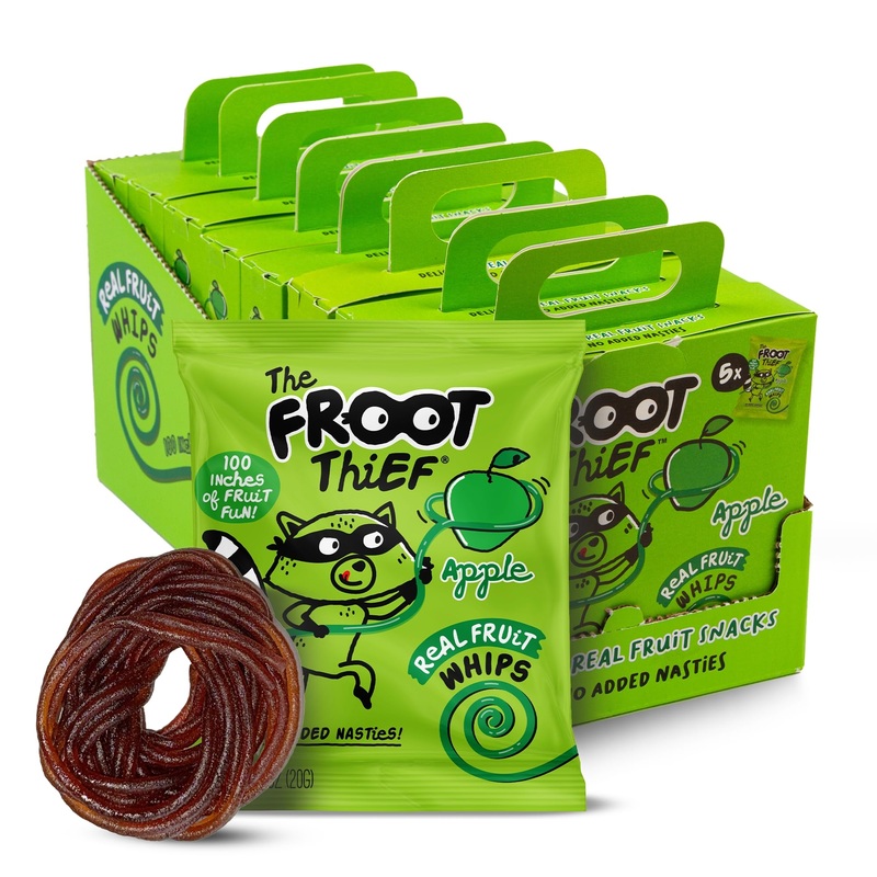 The Froot Thief Real Fruit Snack Whips, Apple, Nut Free, Perfect For School Lunches And Snacks, Individual Bags Kids Snacks, 40