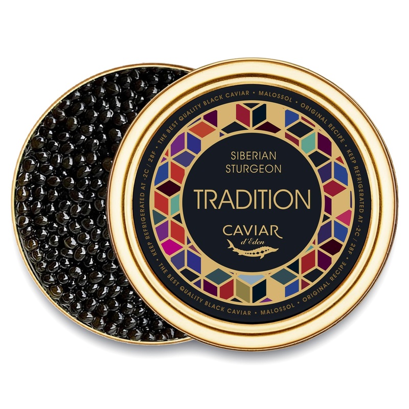 Tradition Collection – Premium Osetra Sturgeon Black Caviar – 3.5 Oz / 100 G In Metal Jar – Black Caviar Wi
